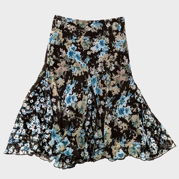 Vintage Briggs Floral Midi Skirt Womens 33" W Mesh Fairy Fairycore Boho Flowy - Picture 1 of 8